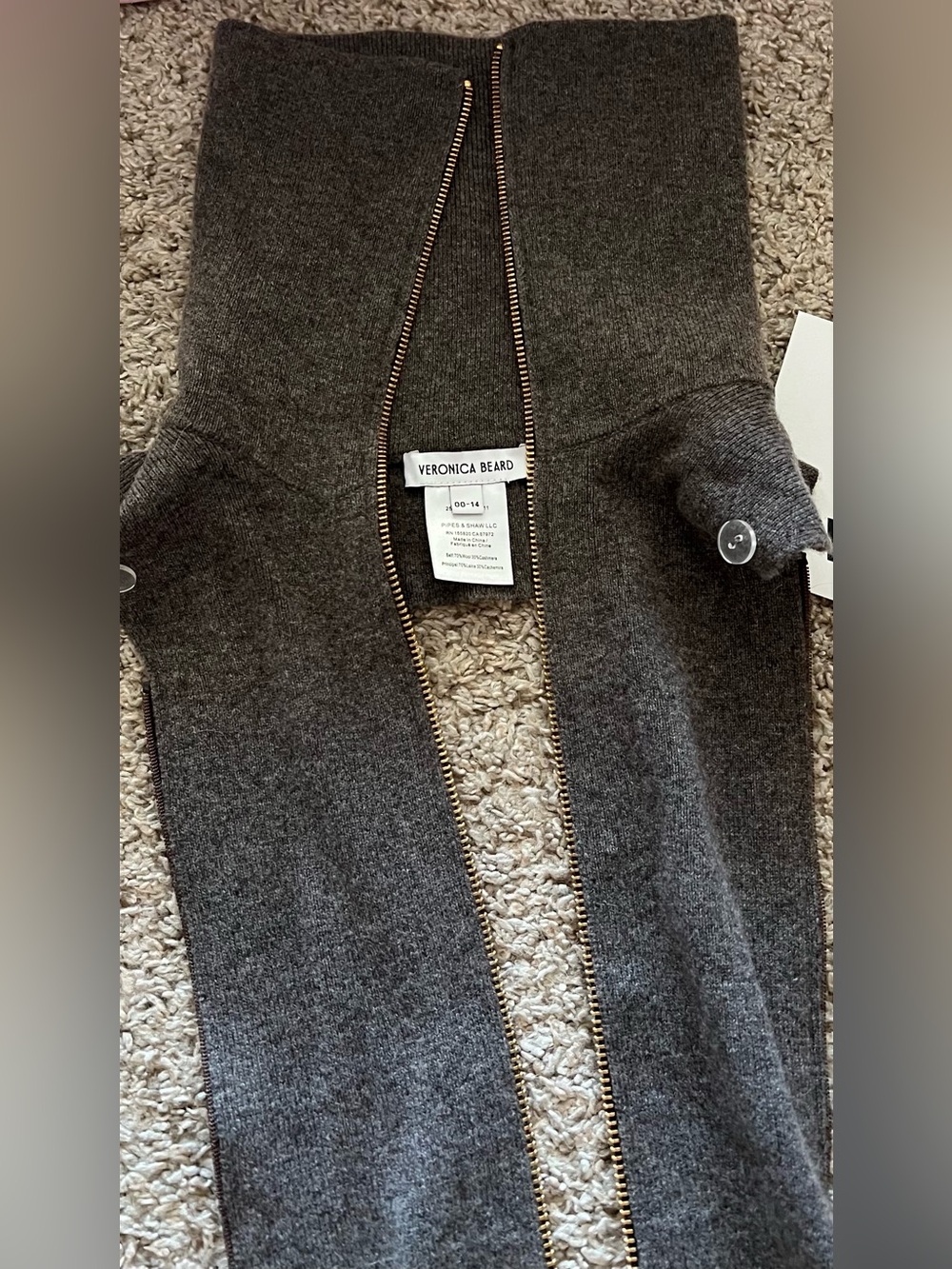 Veronica Beard Double-Breasted Long Trench Coat in Taupe Brown - Picture 12 of 15